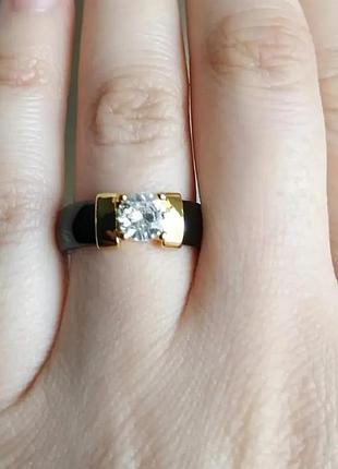 Кільце кераміка керамічне чорне медичне золото