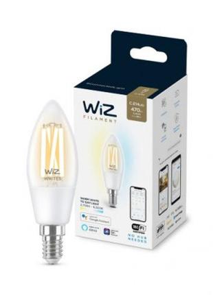 Умная лампочка wiz e14 4.9w(40w 470lm) c35 2700-6500 филаментная wi-fi (929003017601)