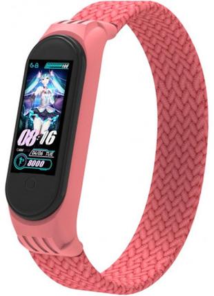 Ремешок для фитнес браслета armorstandart braided solo loop для xiaomi mi band 4/5/6 pink size l (arm58761)