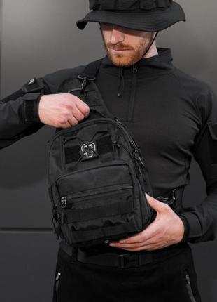 Якісна тактична сумка, укріплена чоловіча сумка, рюкзак тактична слінг. колір чорний8 фото