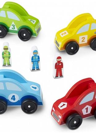 Ігровий набір melissa&doug дерев'яний набір перегонових автомобілів (md706)