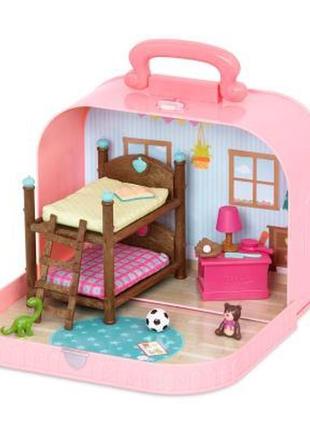 Ігровий набір li'l woodz кейс рожевий, двоповерхове ліжко з аксесуарами (wz6597z)
