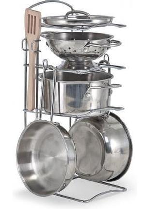 Ігровий набір melissa&doug pots & pans set посуду з нержавіючої сталі (md14265)