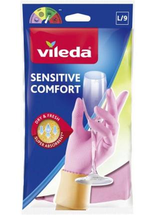 Перчатки хозяйственные vileda sensitive comfortplus латексные для деликатных работ l 1 пар (4003790006890)