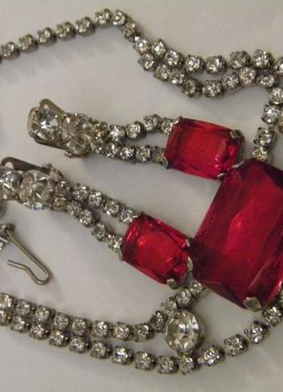 Красивый набор ожерелье - колье клипсы бижутерия чехословакия №4306 фото