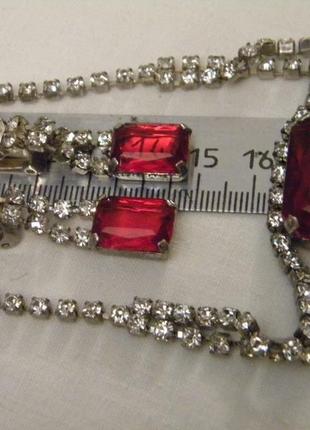 Красивый набор ожерелье - колье клипсы бижутерия чехословакия №4308 фото