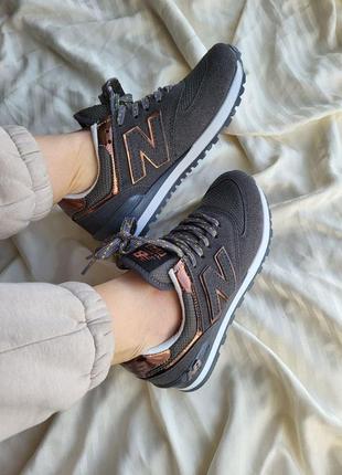 Женские кроссовки new balance 574 grey gold / smb