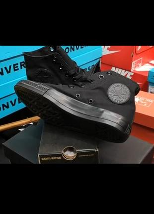 Кеды черные высокие converse all star hi black mono2 фото