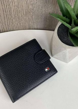 Стильный кожаный кошелек портмоне, мужской портмоне на кнопке черный9 фото