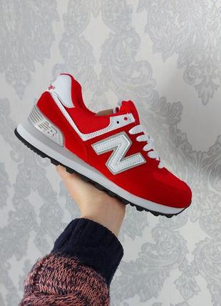 Женские кроссовки new balance 574 red / smb