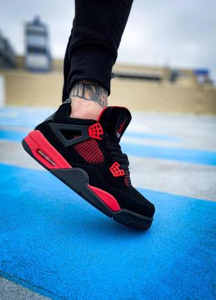 Кроссовки nike air jordan 4 retro black red