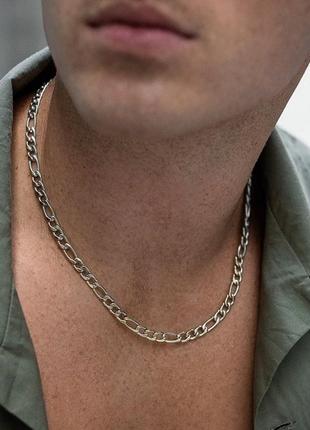 Мужская металлическая серебряная цепочка на шею, подвеска из стали ширина 5 мм2 фото