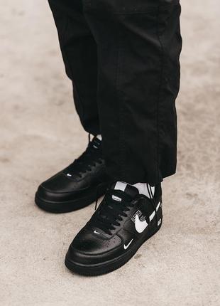 Кроссовки nike air force 1 low black white yellow