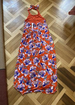 Балал большой размер новое натуральное макси платье платья сарафан летнее яркое красное7 фото