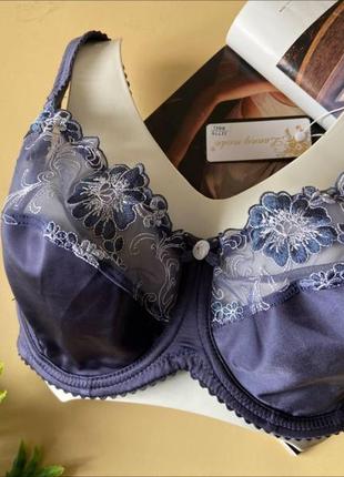 Синій бюстгальтер великого розміру на кісточках без поролону на чашку g