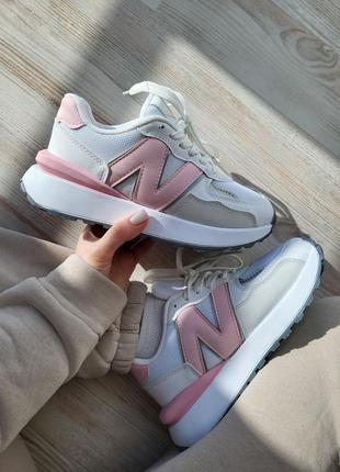 Женские кроссовки new balance 327 white pink