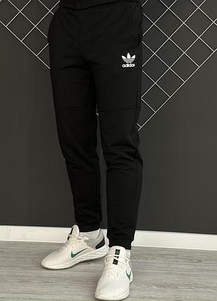 Мужские спортивные штаны adidas черные весенние | брюки мужские адидас хлопковые