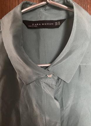 Женская рубашка zara, натуральный шелк2 фото