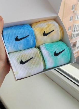 Набір 4 пари шкарпетки nike tie dye  тай дай бокс