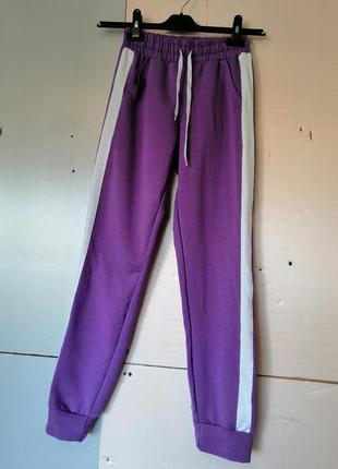 Спортивно прогулочные штаны с лампасами яркого насыщенного фиолетового цвета спортивно-прогулянкові4 фото