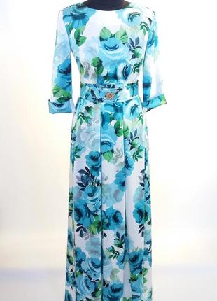 Платье в пол off white 7046. крутой цветочный принт.