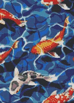 Amo7397 алмазна мозаїка японські коропи 40х40 см ідейка