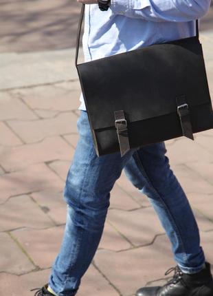Стильная мужская сумка-мессенджер (натуральная кожа)2 фото
