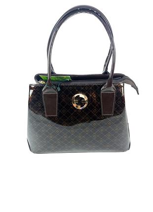 Коричневая лаковая сумка с узором