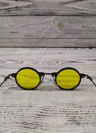 Сонцезахисні окуляри круглі, жовті в пластиковій та металевій оправі4 фото