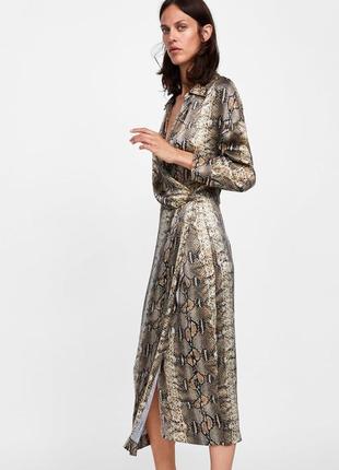 Шикарное длинное стильное  платье zara в змеиный принт5 фото