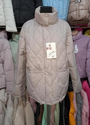 Стильная демисезонная стеганая куртка женская весенняя большие размеры батал4 фото