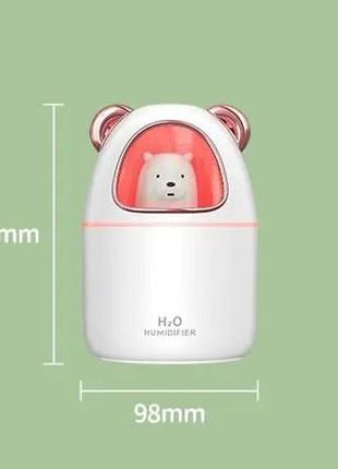 Зволожувач повітря bear humidifier h2o usb ведмежа на 300мл.  колір білий, рожевий, зелений4 фото