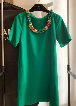 Платье emilio pucci прямого кроя зеленое с украшенным воротником в наличии2 фото