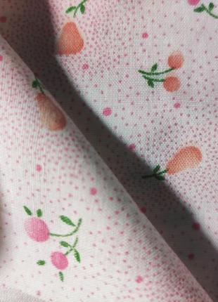 Ткань 100% хлопок ситец белый в розовые груши высокого качества1 фото