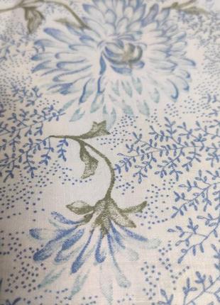 Ткань 100% хлопок ситец в голубые хризантемы высокого качества