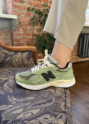 Женские кроссовки new balance 990 black green / smb