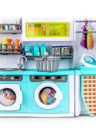 Ігровий набір play at home пральня з пральною машиною, сушаркою та праскою світлові та звукові ефект4 фото