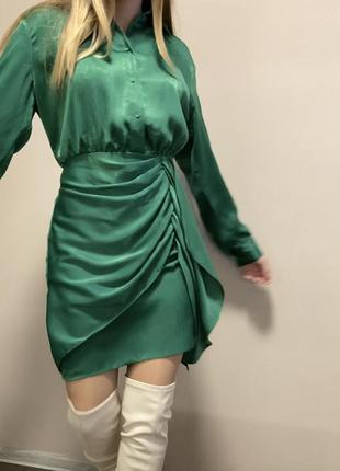 Сукня сатинова нова next ( l ) зелена2 фото