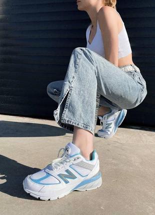 Женские кроссовки new balance 990 Lime blue grey скидка sale / smb