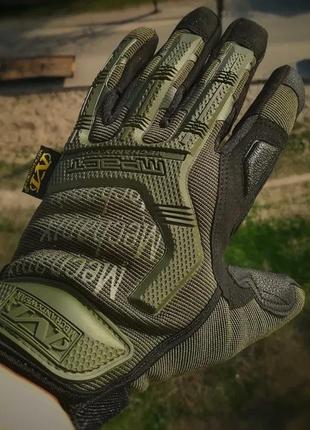 Перчатки тактические - "mechanix. m-pact pro" - олива