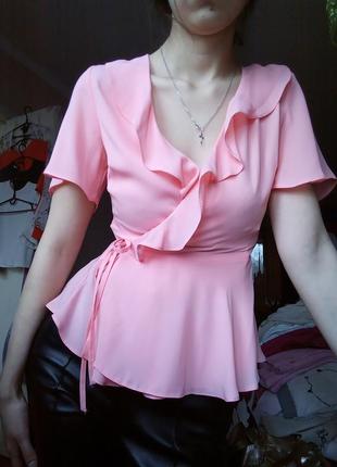 Ніжна блуза з рюшами на запах, блузочка святкова1 фото
