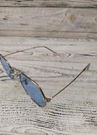 Сонцезахисні окуляри блакитні унісекс у металевій оправі4 фото
