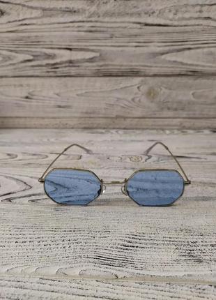 Сонцезахисні окуляри блакитні унісекс у металевій оправі2 фото