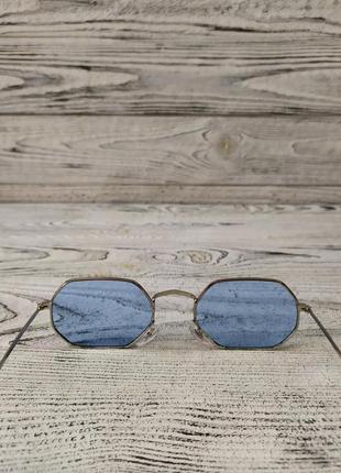 Сонцезахисні окуляри блакитні унісекс у металевій оправі5 фото