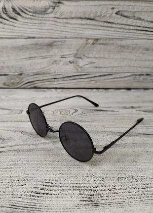 Солнцезащитные очки круглые, черные, унисекс в металлической оправе1 фото