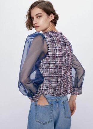 Комбинированная необычная блуза сложного кроя рукава фонарики2 фото