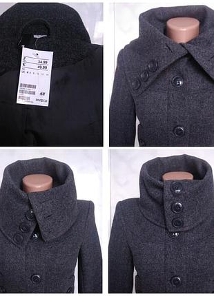 Новое шерстяное пальто демисезонное