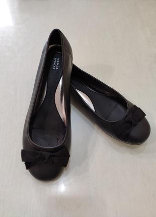 Marks & spencer чёрные кожаные туфли балетки2 фото