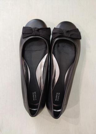 Marks & spencer чёрные кожаные туфли балетки1 фото