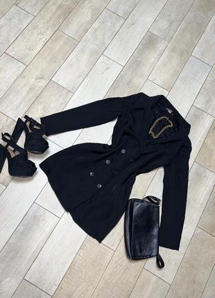 Чёрное мини платье-пиджак(05)